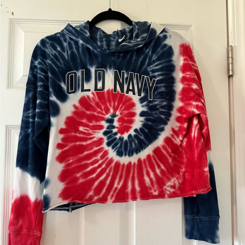 Old Navy Red and Blue Spiral Hoodie- Girls XL